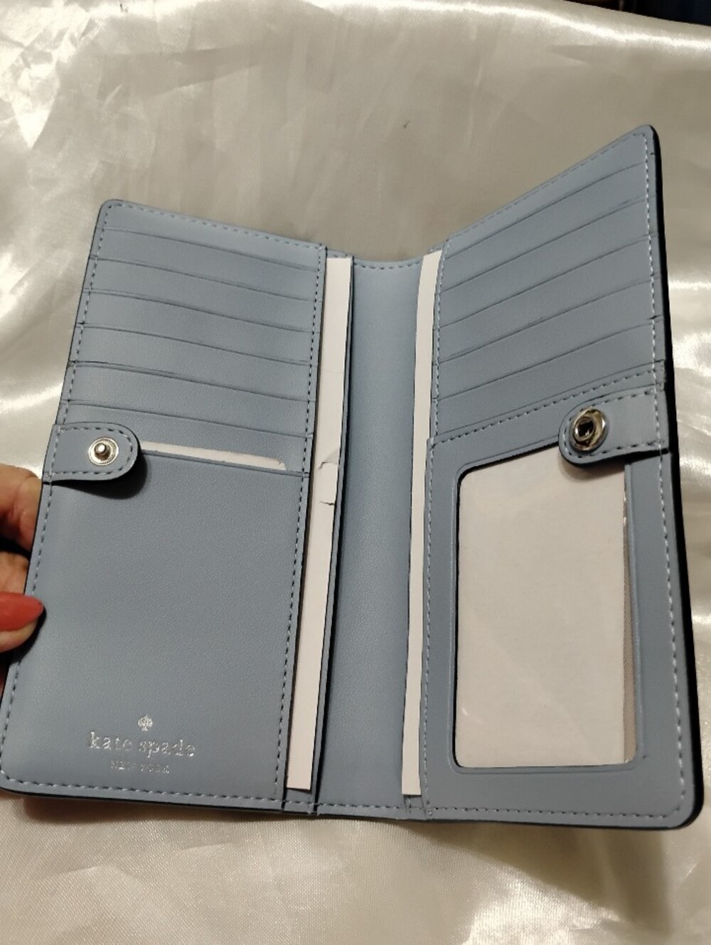 KATE SPADE Dana Sweet Flora 2021 Large Zip-Around Wallet in Blue and Cream White - Picture 7 of 8